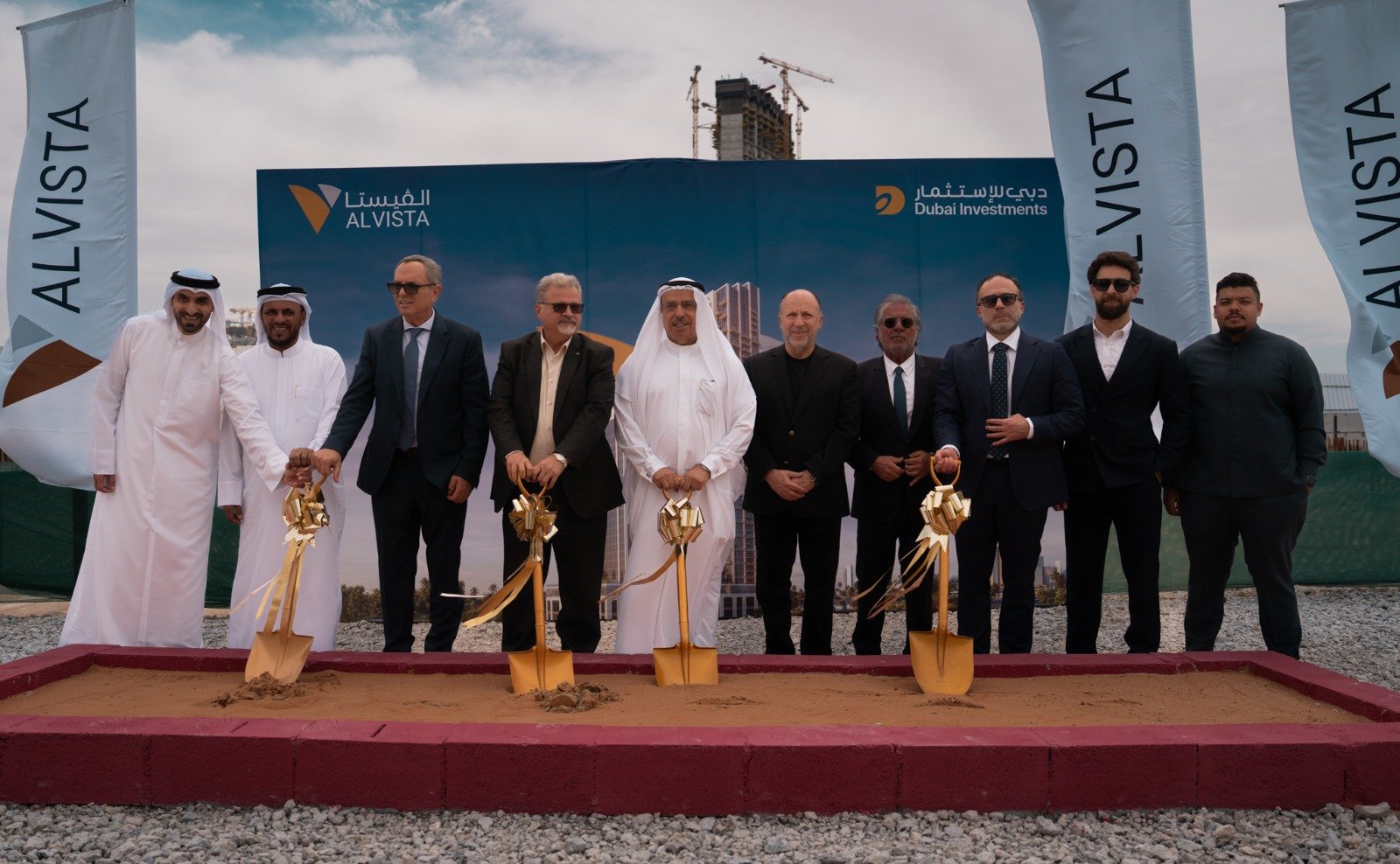 Khalid bin Kalban, VC and CEO Dubai Invstments along with other members at the Al Vista ground-breaking